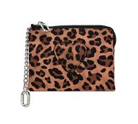 Élégant porte-monnaie miniature en forme de cœur avec fermeture sécurisée et intérieur spacieux pour voyage, Motif léopard - Marron