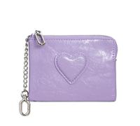 Élégant porte-monnaie miniature en forme de cœur avec fermeture sécurisée et intérieur spacieux pour voyage, Violet clair.
