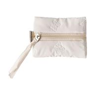 Élégant porte-monnaie portable avec fermeture éclair pour cartes, espèces, voyage essentiel avec nœuds, blanc, Beauté de masse