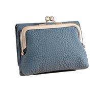 Élégant portefeuille court pour femme avec porte-cartes de crédit en cuir synthétique - Accès facile pour diverses occasions - Portefeuille pour filles, bleu, Beauté de masse