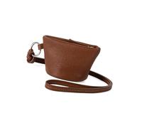 Élégant portefeuille tour de cou pour pièces de monnaie et clés en polyuréthane avec fermeture éclair pour homme et femme, support de téléphone compact, Couleur châtaigne, Beauté de masse