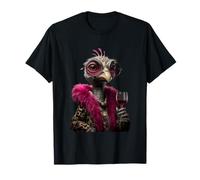 Élégant Portrait d'autruche Tendance Oiseau vin Rouge Graphique drôle T-Shirt