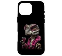 Élégant Portrait de Reptile Tendance, Motif lézard, vin, Rond Coque pour iPhone 16 Pro Max