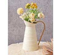 Élégant Pot à Fleurs en métal Blanc crème, Vase pichet galvanisé de Ferme, Pot à Lait décoratif Rustique pour Fleurs