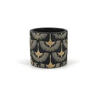 Élégant Pot en Terre Cuite avec phénix dorés | Noir et Or | Diamètre 11 cm, Hauteur 10 cm | Vase décoratif pour Cactus, Fleurs et bonsaïs Miniatures | Vase d'intérieur Moderne