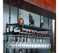 Élégant présentoir à bouteilles de vin moderne en métal à suspendre pour verres à vin, café, rangement mural pour vin et bar