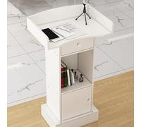 Élégant présentoir de bureau de réception avec étagère, meuble polyvalent pour secrétaires, petites solutions de réception modernes, design élégant