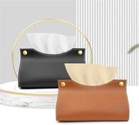 Elegant PU Leather Tissue Box Cover With Stylish Napkin Holder Suitable For Home And Office Use(Black)