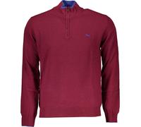 Elégant pull-over rouge pour hommes, avec fermeture éclair et broderie, taille : L Couleur : Rosso
