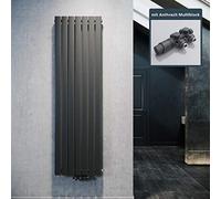 ELEGANT Radiateur plat design 1800 x 539 mm avec thermostat multibloc, anthracite, monocouche, vertical, raccord central