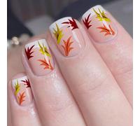 Élégant Raisin Persistent Sabots Art Français Blanc Feuilles Détachables Plan Confortable Permanent Pour La Mode Quotidienne Sinon Les Fêtes Feuille Tombée Faux Ongles