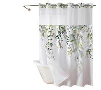 Élégant rideau de douche double couche à installation rapide avec grand anneau clip pour plus de commodité (A)
