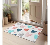 Élégant Romantique Cœurs Tapis Salon Lavable, Blanc Chambre Tapis Poil Court Super Doux Anti-dérapant pour Bureau Hôtel Chevet Couloir Sol Coureurs 180 x 240 cm