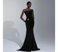 Élégant, romantique, sexy, minimaliste, jaune-vert-marron, tissu extensible tricoté, motif arête de poisson, bonnet buste, ourlet queue de poisson, traînant, à la mode, influenceur, festival, vacances