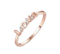 Elegant rose or plaque de scénario d'amour de scénario mince bande promet un bague simple pour les femmes en zircone cubique engagement empilable CZ Wedding Anniversary Statement Comfort Fit Ring