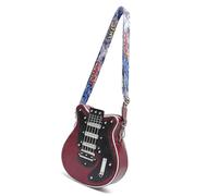 Élégant sac à bandoulière en cuir PU en forme de guitare décontracté pour les amateurs de musique et les voyageurs, bordeaux, 23x9x25cm /9.05x3.54x9.84in