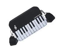 Élégant sac à bandoulière en cuir PU inspiré du piano pour étudiants et concerts de musique amateurs de musique, Noir , One Size