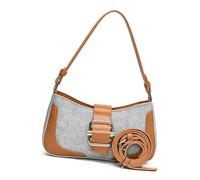 Élégant sac à bandoulière en cuir synthétique décontracté, grande capacité, sac à main sous les aisselles, sac à main avec sangle réglable, sac à main doublé en polyester, marron, One Size