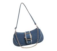 Élégant sac à bandoulière en jean avec chaîne pour femme, décontracté, voyage, sac à main compact pour aisselles, sac à main essentiel en plein air, bleu, 25x2x12cm /9.84x0.78x4.72in