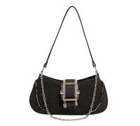 Élégant sac à bandoulière en jean avec chaîne pour femme, décontracté, voyage, sac à main compact pour aisselles, sac à main essentiel en plein air, Noir , 25x2x12cm /9.84x0.78x4.72in