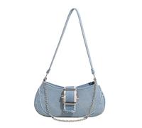 Élégant sac à bandoulière en jean avec chaîne pour femme, décontracté, voyage, sac à main compact pour aisselles, sac à main essentiel en plein air, bleu clair, 25x2x12cm /9.84x0.78x4.72in