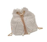 Élégant sac à bandoulière en jean pour femme avec sangle de chaîne réglable et cordon de serrage, beige, One Size
