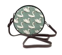 Élégant sac à bandoulière imprimé cygne blanc pour femme, petit sac à main en cuir pour femme