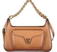 Elégant sac à bandoulière marron avec lanière à chaîne et fermeture rotative