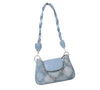 Élégant sac à bandoulière minimaliste carré avec chaîne pour un usage quotidien dames en cuir synthétique tressé sac à main sous les bras sac à main sacoche pour femme, bleu, One Size