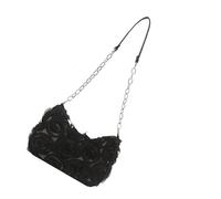 Élégant sac à chaîne de soirée en dentelle rose élégant PU avant-bras fonctionnement épaule pour femmes fête mariage sac à bandoulière élégant PU, Noir