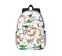 Élégant sac à dos d'apprentissage des lettres de l'alphabet avec imprimé dinosaures, sac à dos confortable pour l'école, les voyages, la randonnée, la pêche, les activités de plein air