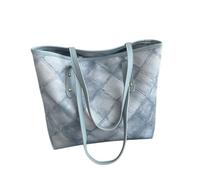 Élégant sac à main à rayures en jean décontracté avec poignée supérieure, sac à bandoulière simple spacieux pour le travail et l'école, sac à main de grande capacité, bleu clair, One Size