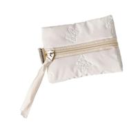 Élégant sac à main compact avec fermeture éclair sécurisée pour cartes et espèces, idéal pour l'organisation de sac de poche, porte-monnaie avec nœuds, blanc, Beauté de masse