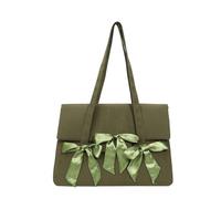 Élégant sac à main en nylon avec nœuds pour les aisselles - Grande capacité - Pour ordinateur portable - Rangement essentiel, Vert Gn, Medium