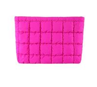 Élégant sac à main plissé et pochettes cosmétiques pour femme, trousse de maquillage pratique, adaptée pour les fêtes et une utilisation quotidienne, pochette en nylon élégante, rose rouge, Beauté de