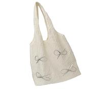 Élégant sac à main sous les bras avec des pois et des nœuds, sac à bandoulière pratique en polyester, sac à main décontracté pour les voyages ou les trajets