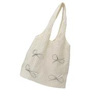 Élégant sac à main sous les bras avec des pois et des nœuds, sac à bandoulière pratique en polyester, sac à main décontracté pour les voyages ou les trajets