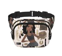Élégant sac banane carré glamour double couche avec sangle réglable pour activités de plein air, noir, taille unique, Noir , Taille unique
