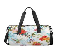 Élégant sac de sport floral oiseau sport entraînement léger sac polochon épaule sac de week-end voyage sac polochon pour hommes et femmes (fleurs de printemps), élégant oiseau fleur, 17,6(L) x 9(W) x