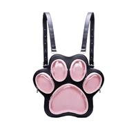Élégant sac en cuir PU pour filles avec motif chat mignon avec poche transparente pour poupée, idéal pour les voyages et un usage quotidien, rose, taille unique
