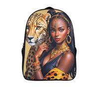 élégant sac pour ordinateur portable 2 compartiment léopard cartable scolaire reine africaine 12 ans et plus garçons filles imprimé 3d sac à dos-16,pour les voyages les affaires
