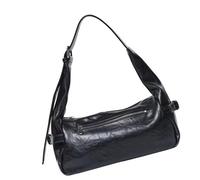 Élégant sac sous les bras en polyuréthane pour femmes et filles, style rétro, accessoire de mode, sac à main élégant, Noir , One Size