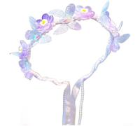 Élégant serre-tête papillon avec perles pour filles avec éléments floraux et bandes de ruban confortables, idéal pour les fêtes sur le thème des contes de fées, les photos et un usage quotidien
