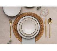 Élégant service à dîner 24 pièces, 100% porcelaine, avec assiettes, bols, assiettes à dessert, passe au lave-vaisselle et au micro-ondes, parfait pour toutes les occasions