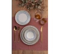 Élégant service à dîner 24 pièces, 100% porcelaine, avec assiettes, bols et assiettes à dessert, passe au lave-vaisselle et au micro-ondes, parfait pour toutes les occasions