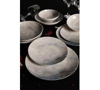 Élégant service à dîner 24 pièces, 100% porcelaine, avec assiettes, bols et assiettes à dessert, passe au lave-vaisselle et au micro-ondes, parfait pour toutes les occasions