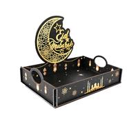 Elegant Serving Tray, Decorative Wooden Serving Tray, Holiday Hosting Party Platter with Handles, Kitchen Dining Room Bar Sofa Table Accessory for Picnics Banquets Gatherings, Home Entertaining