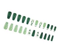 Élégant Shamrock Vert Fausses Ongles Stick Acrylique Sur Les Ongles Complets Couvertures Sur Journée Patrick Les Décorations Des Du Festival Des Fêtes