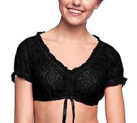 Elegant Shirt Femme 1 pièce Lingerie Gilet en dentelle élégant Chemisier Dirndl noir Chemisier en dentelle pour fête de la bière Lingerie Dirndl Blouses Dirndl, Noir , 3XL