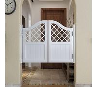 Elegant Solid Wood Cafe Swinging Doors with Metal Hinges - Automatic Closure Half Waist for Kitchen and Stairs(White,110x90cm)